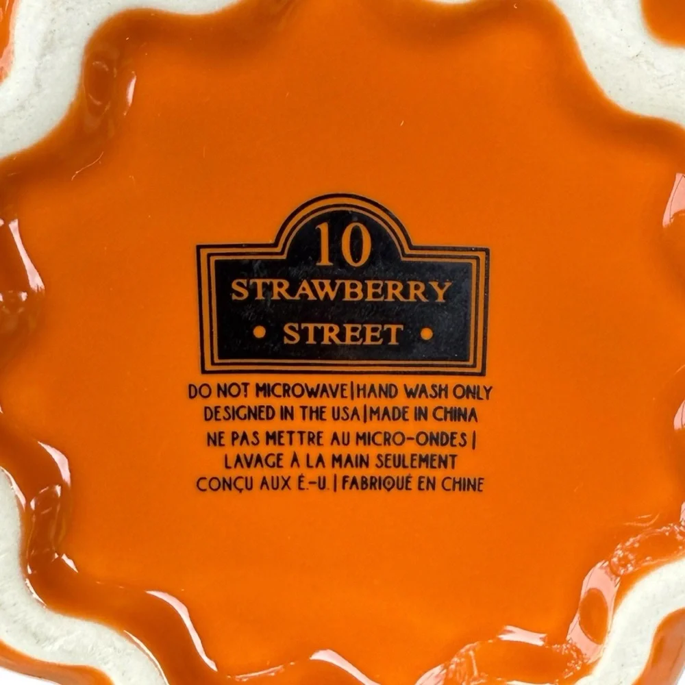 10 Strawberry Street Pumpkin Ceramic Canister Fall Halloween Centerpiece Orange